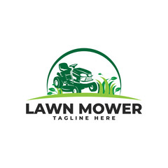 Lawn Mower Logo Vector Icon Illustration - obrazy, fototapety, plakaty