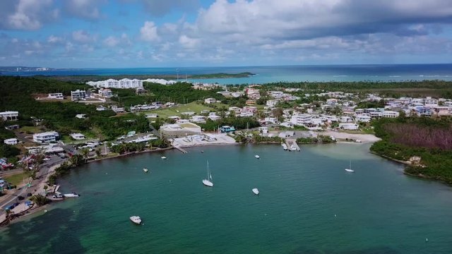Bay near Las Croabas in Fajardo Puerto Rico is a small fishing village and Parques Pasivo Las Croabas.