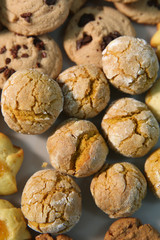 Background of handmade assorted cookies closeup