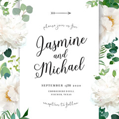 Luxurious delicate wedding card with flowers