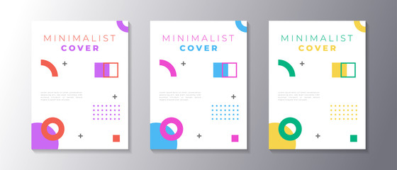 Minimalist design cover set with memphis geometric background, applicable for poster, flyer, banner, magazine