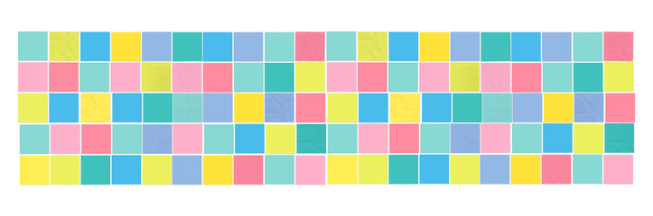 Stylised sticky note wall header or background on white ready to add text