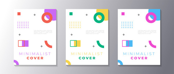Minimalist design cover set with memphis geometric background, applicable for poster, flyer, banner, magazine