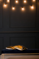 Beautiful festive decor. New Year's decor in the studio.