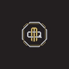 MQ Initial letter overlapping interlock logo monogram line art style