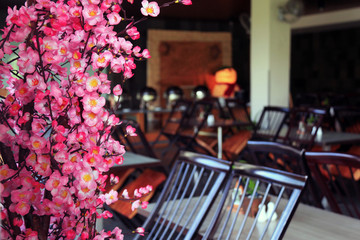 sakura flowers in the restaurant