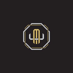 MU Initial letter overlapping interlock logo monogram line art style