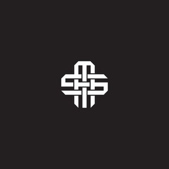MS Initial letter overlapping interlock logo monogram line art style
