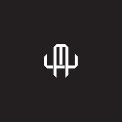 MU Initial letter overlapping interlock logo monogram line art style