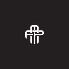MP Initial letter overlapping interlock logo monogram line art style