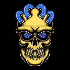 skull head gold vector illustration for your company or brand