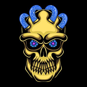 skull head gold vector illustration for your company or brand