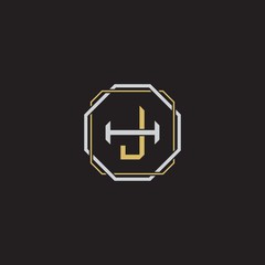 JH Initial letter overlapping interlock logo monogram line art style