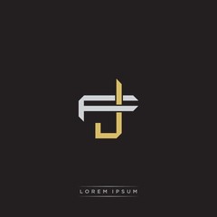Obraz premium JF Initial letter overlapping interlock logo monogram line art style