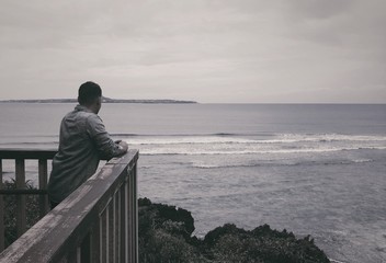 Fototapeta premium man on the bridge