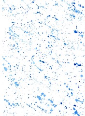 Obraz premium Abstract blue background with small dots and spots like marble drawn by watercolor paints. Hand paint texture painted with brush and ink. Great basic of print, badge, party invitation, banner, tag.