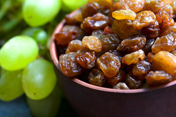a lot of sweet dried homemade raisins in a bowl