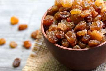 a full bowl of sweet dried raisins