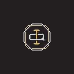IQ Initial letter overlapping interlock logo monogram line art style