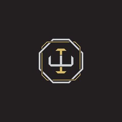 IW Initial letter overlapping interlock logo monogram line art style