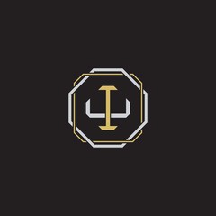 IU Initial letter overlapping interlock logo monogram line art style