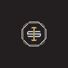IS Initial letter overlapping interlock logo monogram line art style