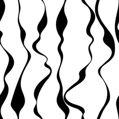 decorative wavy vertical lines on transparent background. black and white illustration. vector waves. repetitive marble seamless pattern. textile paint. fabric swatch. wrapping paper. continuous print