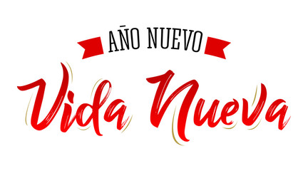 Ano Nuevo Vida Nueva, New Year New Life Spanish Text Vector Design.
