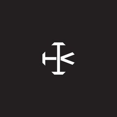 IK Initial letter overlapping interlock logo monogram line art style
