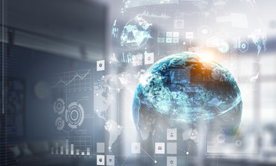 Innovative technology background . Mixed media