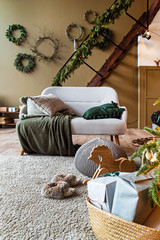 cozy living room with modern sofa
