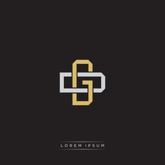 Fototapeta premium Initial letter overlapping interlock logo monogram line art style