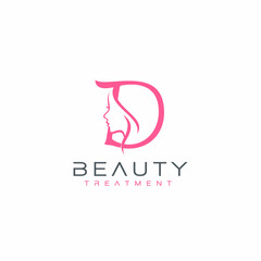 Letter D beauty Face Logo Design Vector Icon