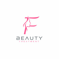 Letter F beauty Face Logo Design Vector Icon