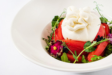 caprese salad on the white background