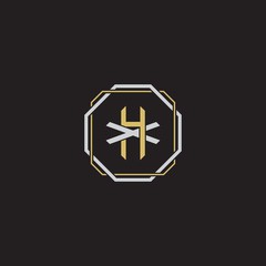 Initial letter overlapping interlock logo monogram line art style