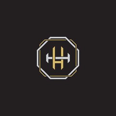 Initial letter overlapping interlock logo monogram line art style