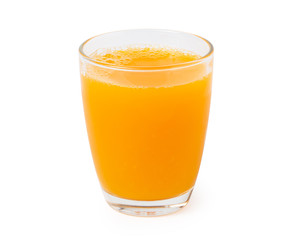 Glass of fresh orange juice isolated on white background, With clipping path.
