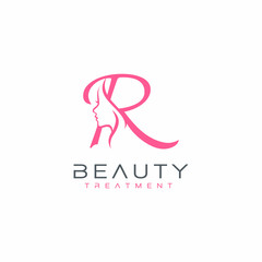 Letter R beauty Face Logo Design Vector Icon