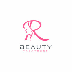 Letter R beauty Face Logo Design Vector Icon