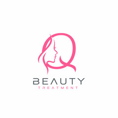 Letter Q beauty Face Logo Design Vector Icon