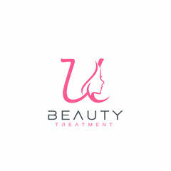 Letter U beauty Face Logo Design Vector Icon
