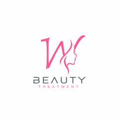 Letter W beauty Face Logo Design Vector Icon