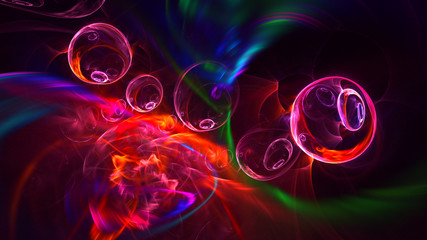 3D rendering abstract red fractal light background