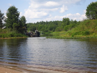 Fototapeta premium boat on the river