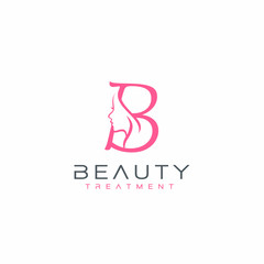 Letter B beauty Face Logo Design Vector Icon