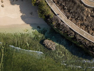 aerial view of beautiful beach with nice coral