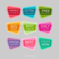 Set of sale stickers. Colorful abstract design.