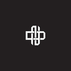 Initial letter overlapping interlock logo monogram line art style