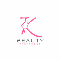 Letter K beauty Face Logo Design Vector Icon